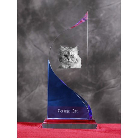Estatuilla de cristal con la imagen del gato