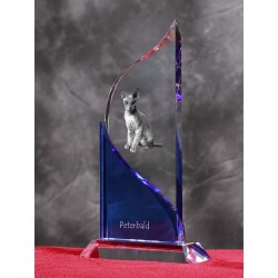 Peterbald. Figurina di cristallo con un immagine di gatto.