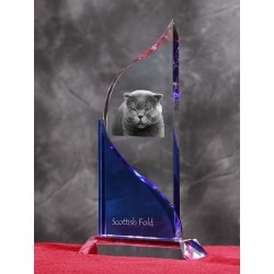 Scottish Fold. Estatuilla de cristal con la imagen del gato