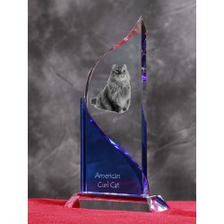 American Curl. Figurina di cristallo con un immagine di gatto.