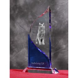 Nebelung. Estatuilla de cristal con la imagen del gato