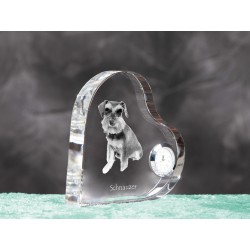 Chihuahua- crystal clock in the shape of a heart with the image of a purebred dog.