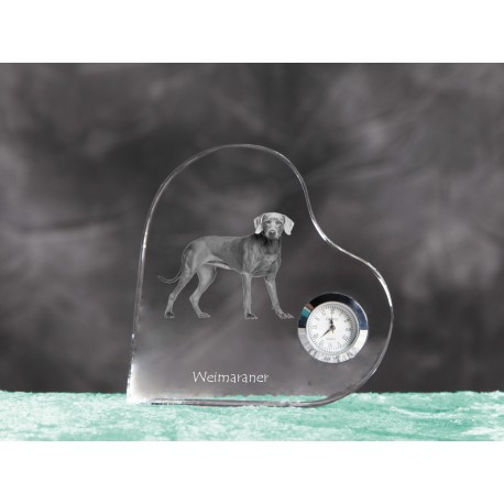 Crystal heart clock in the likeness of the dog
