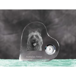 Crystal heart clock in the likeness of the dog