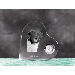 Stabyhoun - orologio di cristallo a forma di cuore con l'immagine di un cane di razza.