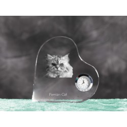 Crystal heart clock in the likeness of the cat