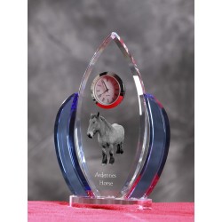 Ardennes horse- crystal clock in the shape of the wings with the image of a purebred horse.