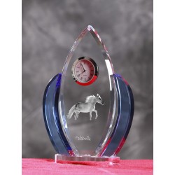 Falabella- crystal clock in the shape of the wings with the image of a purebred horse.