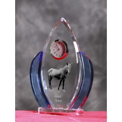 Giara horse- crystal clock in the shape of the wings with the image of a purebred horse.