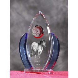 Henson- crystal clock in the shape of the wings with the image of a purebred horse.