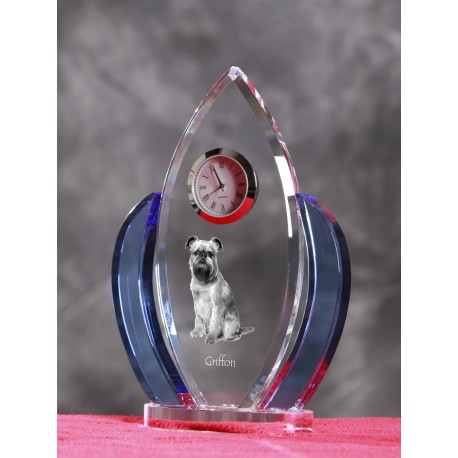 kryształowy zegar - skrzydła z wizerunkiem psa, wyjątkowy prezent!
