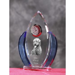 Glen of Imaal Terrier- crystal clock in the shape of the wings with the image of a purebred dog.