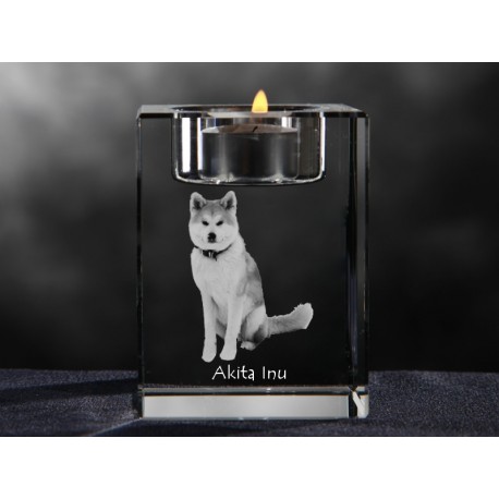 Japanischer Akita, Kristall-Kerzenleuchter mit Hund, Souvenir, Dekoration, limitierte Auflage, ArtDog