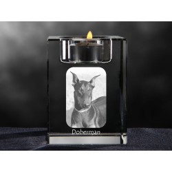 Dobermann, lampadario di cristallo con il cane, souvenir, decorazione, in edizione limitata, ArtDog