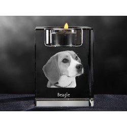 Beagle - kryształowy świecznik, wyjątkowy prezent, pamiątka, dekoracja!