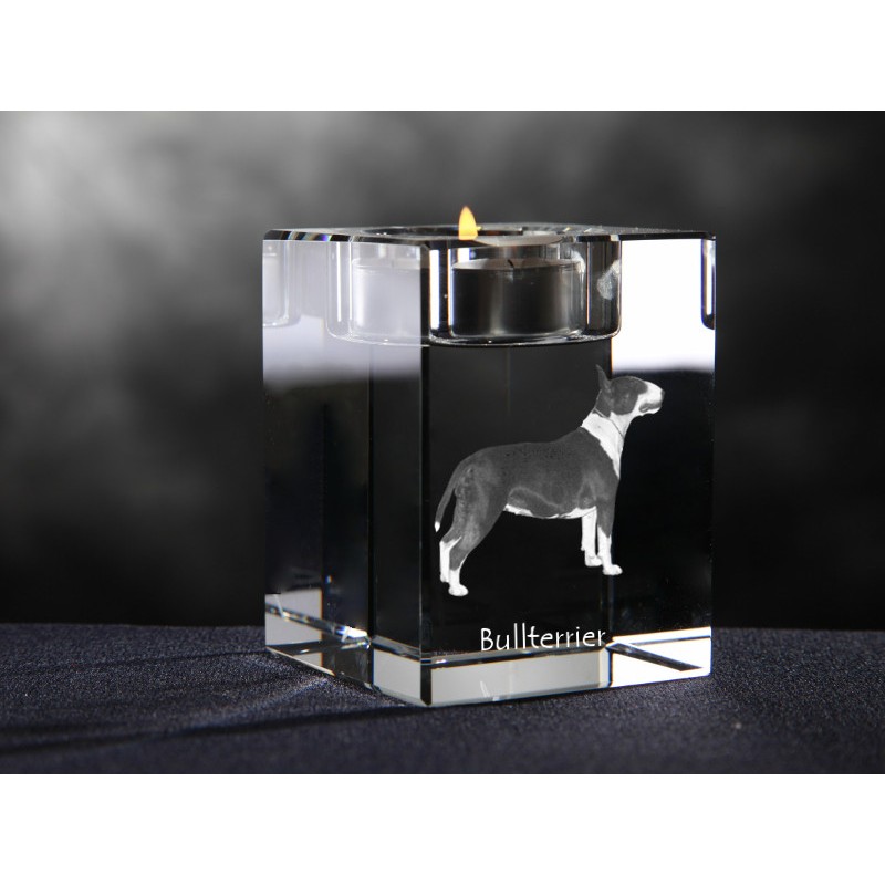 American Pit Bull Terrier Kristall-Kerzenleuchter mit Hund Crystal Animals DE 