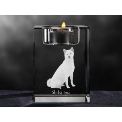 Shiba Inu - kryształowy świecznik, wyjątkowy prezent, pamiątka, dekoracja!
