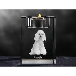 Pudel, Kristall-Kerzenleuchter mit Hund, Souvenir, Dekoration, limitierte Auflage, ArtDog