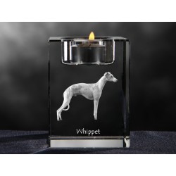 Whippet, Kristall-Kerzenleuchter mit Hund, Souvenir, Dekoration, limitierte Auflage, ArtDog