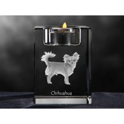 Chihuhua smoothhaired, crystal candlestick with dog, souvenir, decoration, limited edition, Collection