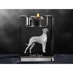 Great Dane uncropped, crystal candlestick with dog, souvenir, decoration, limited edition, Collection