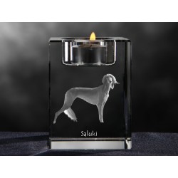 Saluki, Kristall-Kerzenleuchter mit Hund, Souvenir, Dekoration, limitierte Auflage, ArtDog