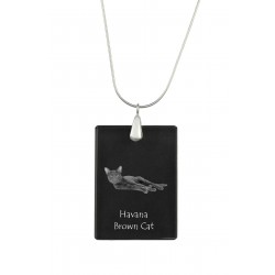 Havana Brown Cat, Crystal Pendant, Silver Necklace 925, High Quality, Exceptional Gift.