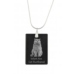 Selkirk Rex, gato colgante de cristal, collar de plata 925, alta calidad, regalo excepcional, Colección!