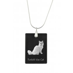Turkish Van, Pendente di cristallo del gatto, collana di SIlver 925, alta qualità, regalo eccezionale