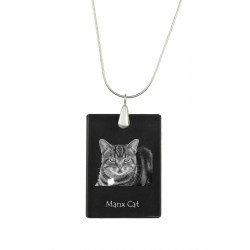 Manx , gato colgante de cristal, collar de plata 925, alta calidad, regalo excepcional, Colección!