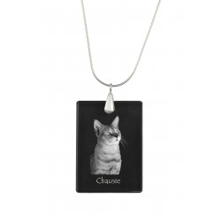Chausie, gato colgante de cristal, collar de plata 925, alta calidad, regalo excepcional, Colección!