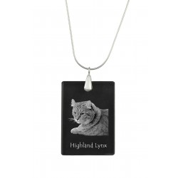 Highland Lynx, Pendente di cristallo del gatto, collana di SIlver 925, alta qualità, regalo eccezionale