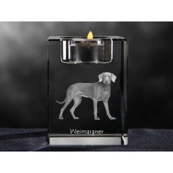 Weimaraner, Kristall-Kerzenleuchter mit Hund, Souvenir, Dekoration, limitierte Auflage, ArtDog