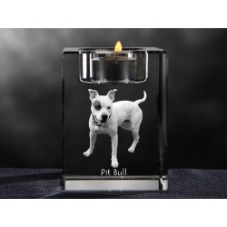 Pit Bull Terrier , crystal candlestick with dog, souvenir, decoration, limited edition, Collection