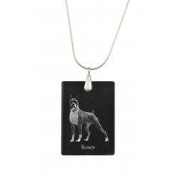 Boxer, Perro colgante de cristal, collar de plata 925, alta calidad, regalo excepcional, Colección!
