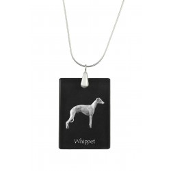 Whippet, Perro colgante de cristal, collar de plata 925, alta calidad, regalo excepcional, Colección!