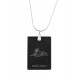 Newfoundland, Perro colgante de cristal, collar de plata 925, alta calidad, regalo excepcional, Colección!