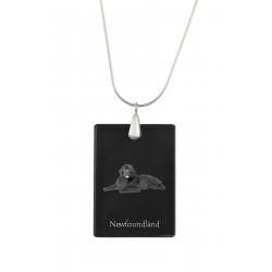 Newfoundland, Pendente di cristallo del cane, collana di SIlver 925, alta qualità, regalo eccezionale