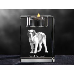 Bernhardiner, Kristall-Kerzenleuchter mit Hund, Souvenir, Dekoration, limitierte Auflage, ArtDog