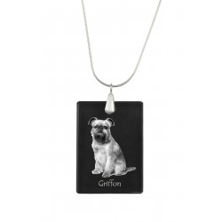 Griffon, Perro colgante de cristal, collar de plata 925, alta calidad, regalo excepcional, Colección!