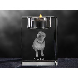 Shar-Pei, Kristall-Kerzenleuchter mit Hund, Souvenir, Dekoration, limitierte Auflage, ArtDog