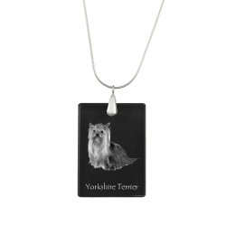 Yorkshire Terrier, Perro colgante de cristal, collar de plata 925, alta calidad, regalo excepcional, Colección!