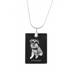 Schnauzer, Perro colgante de cristal, collar de plata 925, alta calidad, regalo excepcional, Colección!