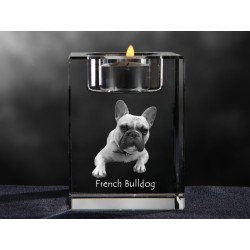 French Bulldog, crystal candlestick with dog, souvenir, decoration, limited edition, Collection