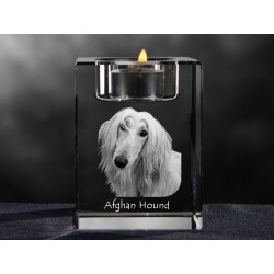 Afghanischer Windhund, Kristall-Kerzenleuchter mit Hund, Souvenir, Dekoration, limitierte Auflage, ArtDog