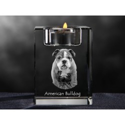 American Bulldog, Kristall-Kerzenleuchter mit Hund, Souvenir, Dekoration, limitierte Auflage, ArtDog