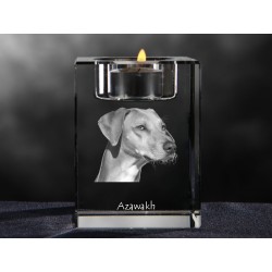 Azawakh, Kristall-Kerzenleuchter mit Hund, Souvenir, Dekoration, limitierte Auflage, ArtDog