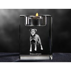 Beauceron, Kristall-Kerzenleuchter mit Hund, Souvenir, Dekoration, limitierte Auflage, ArtDog