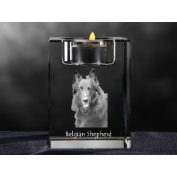 Belgian Shepherd, crystal candlestick with dog, souvenir, decoration, limited edition, Collection