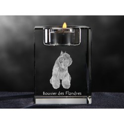 Flandres Cattle Dog, crystal candlestick with dog, souvenir, decoration, limited edition, Collection